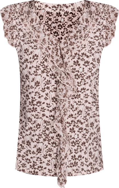 Women's Blossom Floral Mixed Media Ruffle Top