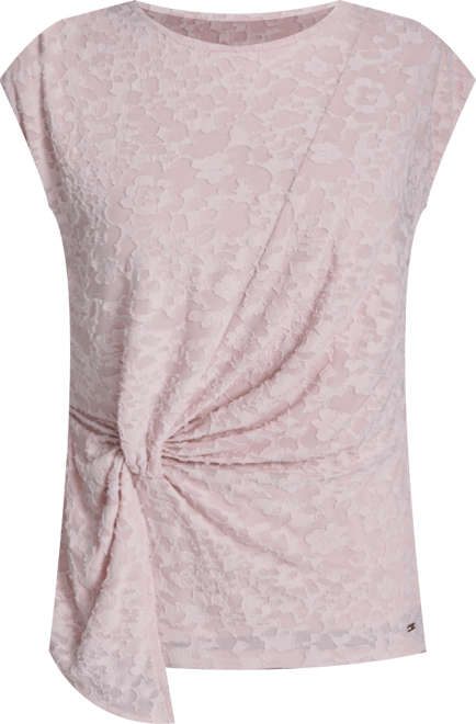 Women's Floral Clip Draped Crewneck Top