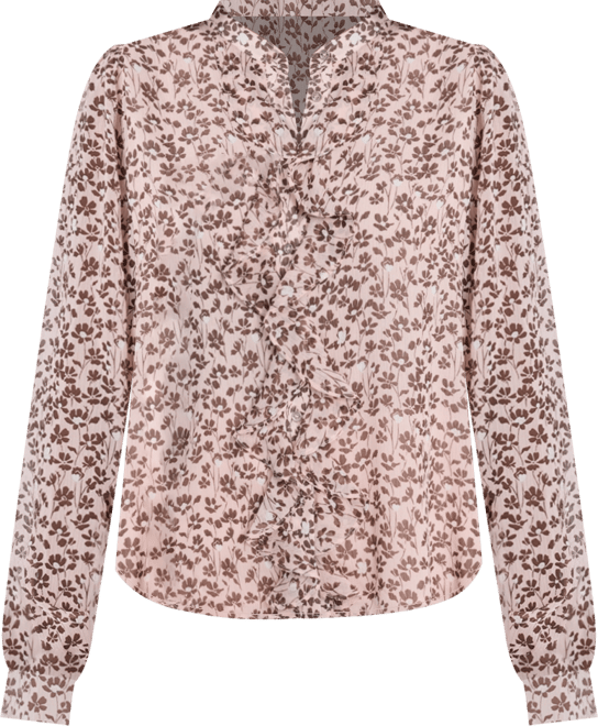 Women's Blossom Floral Ruffle Placket Top
