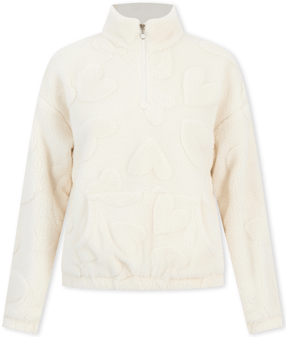 Juniors' Embossed Sherpa Quarter-Zip Sweatshirt