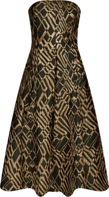 Women's Strapless Fit and Flare Midi Dress