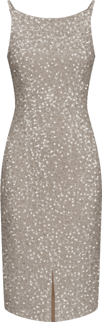 Women's Sequin Boat Neck Midi Dress