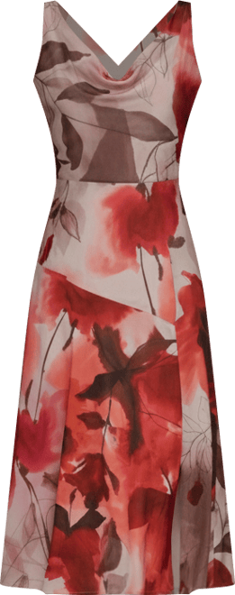 Women's Cowl Neck A-Line Midi Dress