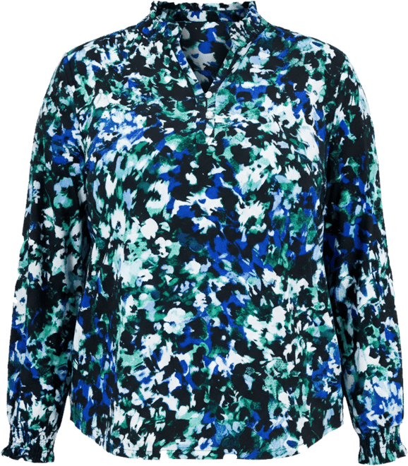 Ak Anne Klein Plus Size Split-Neck Abstract-Print Top