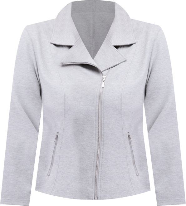 Plus Size Notched Collar Cropped Moto Jacket