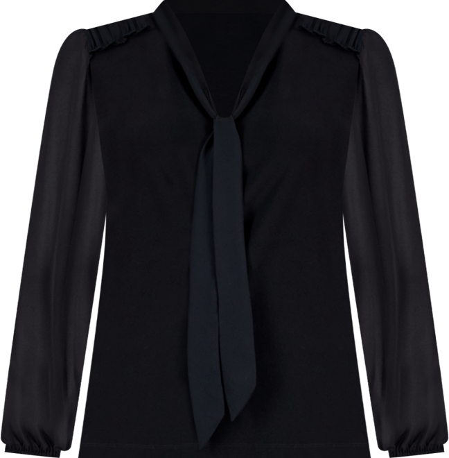 Plus Size Tie-Neck Blouson-Sleeve Top