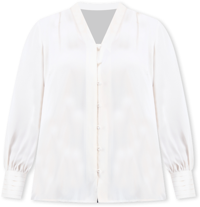 Plus Size Matte Satin V-Neck Pleated-Cuff Blouse