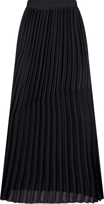 Women's Pull-On Pleated Mixed-Media Skirt