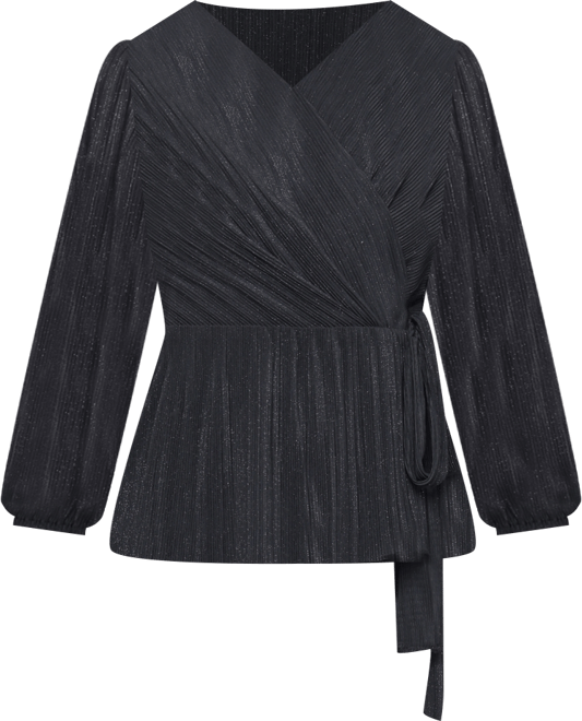 Petite 3/4-Sleeve Micro-Pleated Top