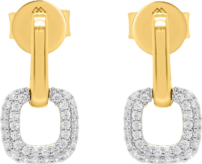 White Diamond Drop Earrings (1/4 ct. t.w.) in 14K Gold Plating with Sterling Silver