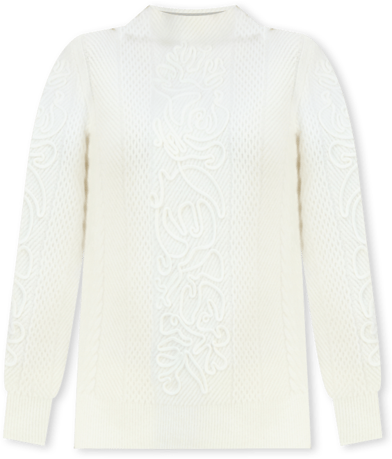 Petite Embroidered-Tape Mock-Neck Sweater