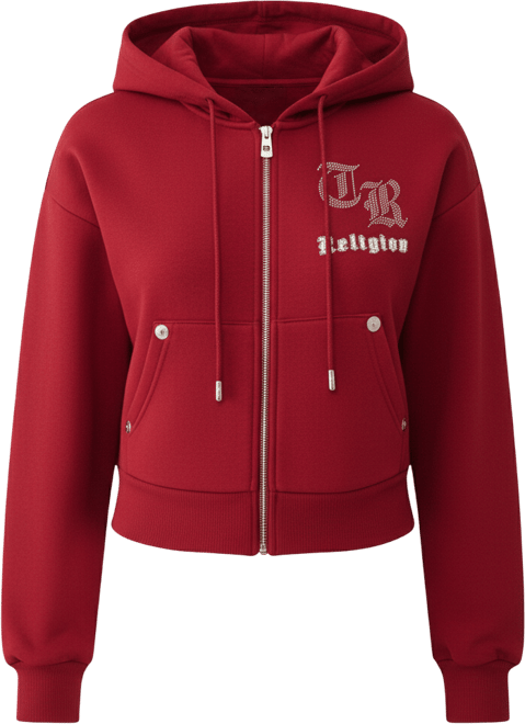 Women's Crystal Cropped Zip Hoodie