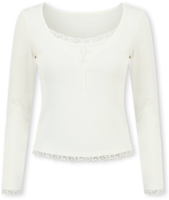 Juniors' Layered-Look Henley Top