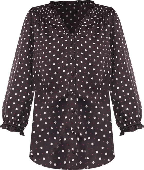 Women's V-Neck Button Front Top