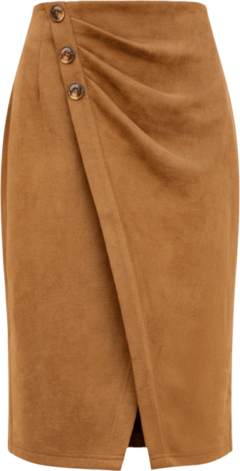 Women's Commuter Khaki Midi Skirt