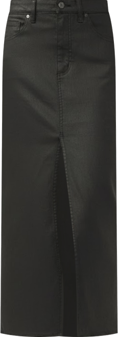 Women's Coated Front-Slit Midi Skirt
