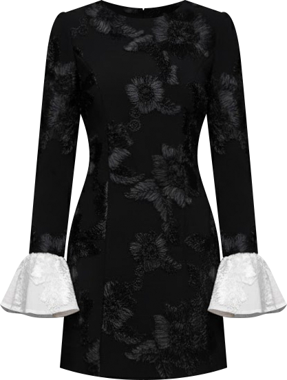 Women's Ruffle Soutache Long-Sleeve Mini Dress