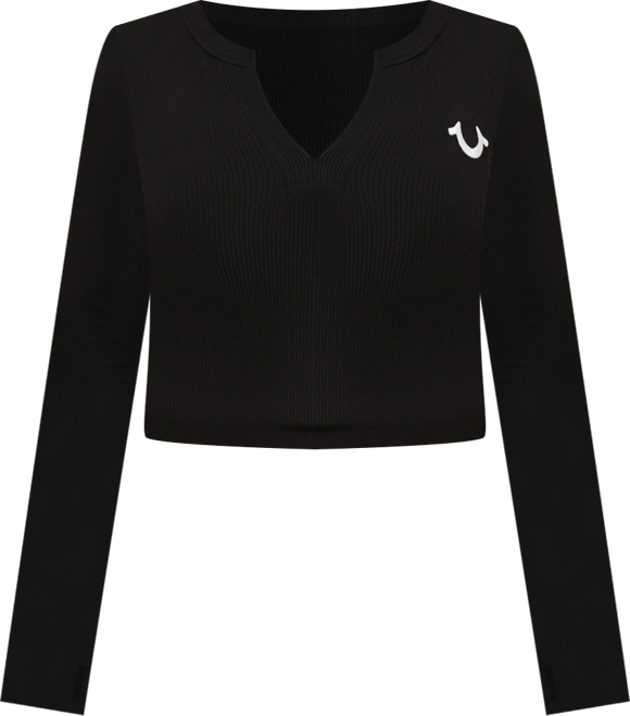 Women's Long Sleeve Seamless V Notch Top