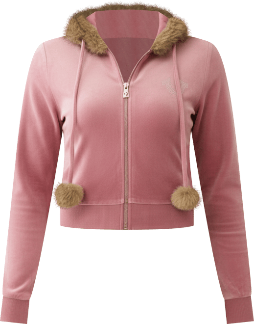 Women's Crystal Velour Shrunken Hoodie