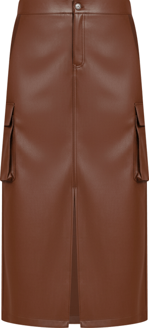 Women's Plus Size Maxi Cargo Faux Leather Skirt