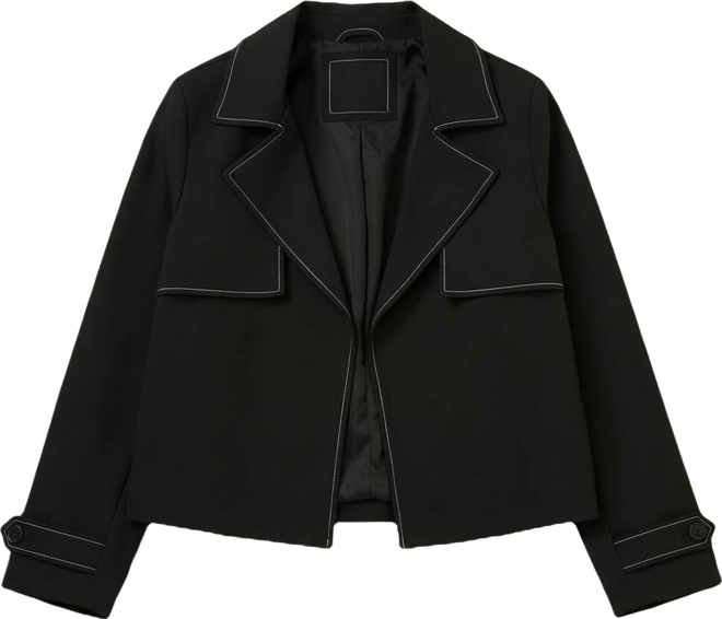 Plus Size Jude Cropped Contract Stitch Trench Jacket