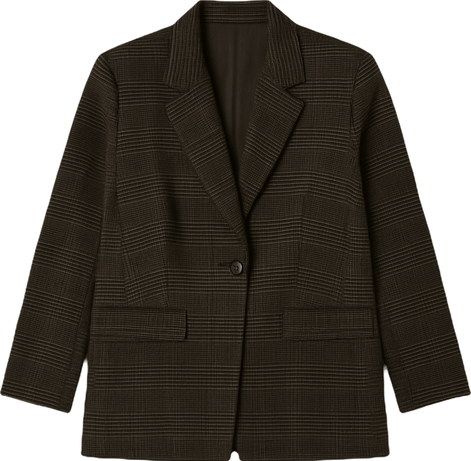 Plus Size Noel Check One-Button Blazer Jacket