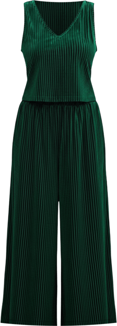 Women's Sleeveless Pleated Velvet Jumpsuit