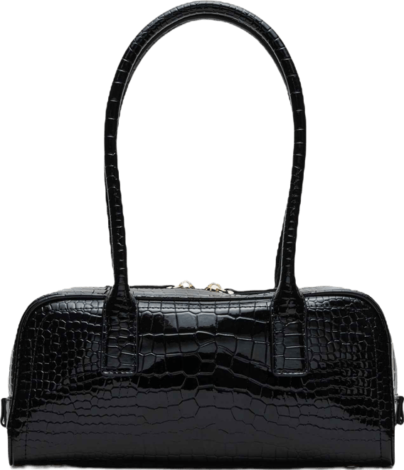 ANISE Bag Black Crocodile Elongated Shoulder Strap Handbag – Steve