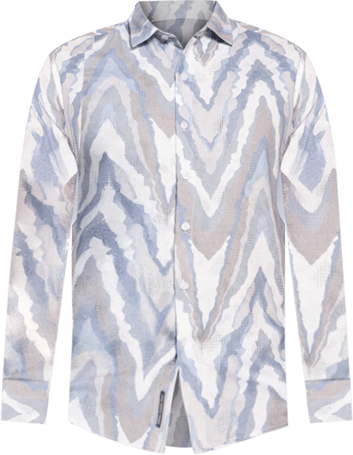 Men's Icy Blue:Cream White Pastel-Geometric Jacquard Shirt