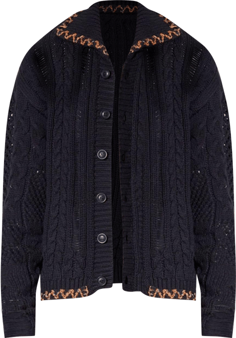 Men's Chunky Distressed Knit Cardigan