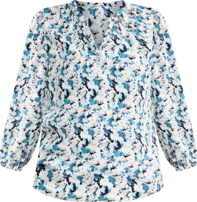 Women's Printed Split-Neck Top, Macy's Exclusive