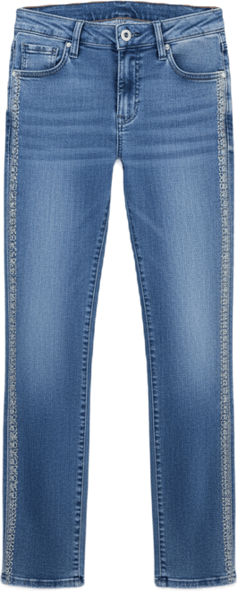 Petite Embroidered High Rise Straight-Leg Jeans, Macy's Exclusive