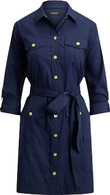 Women's Roll-Tab Sleeve Shirt Dress