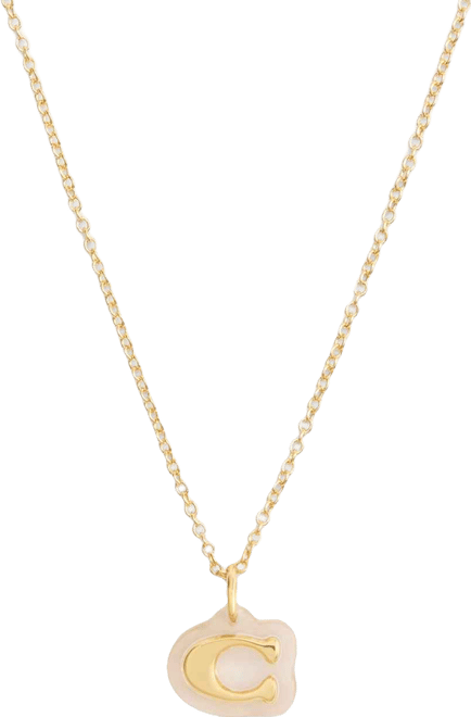 Gold Plated Lucite Pendant Necklace