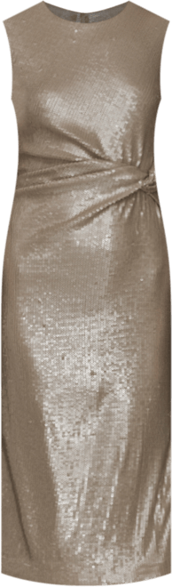 Women's Sleeveless Side Ruched Midi Dress