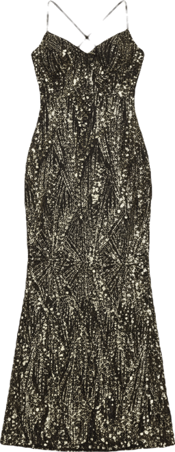 Junior's Back Spaghetti Lace Long Dress