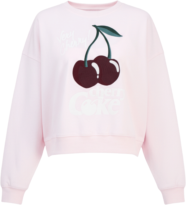 Juniors' Cherry Coke Embroidered Velour Sweatshirt
