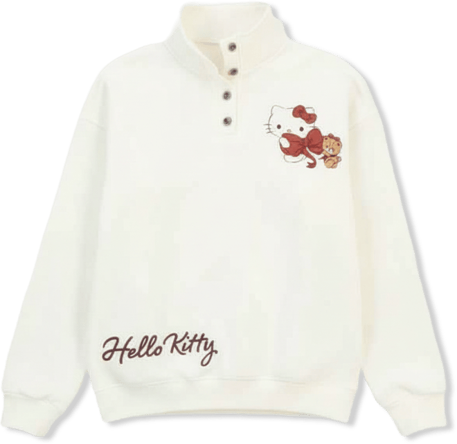 Juniors' Hello Kitty Quarter-Snap Sweatshirt