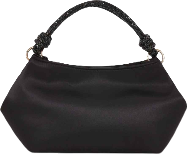 Woman's Noelle Crystal Handle Satin Pouch