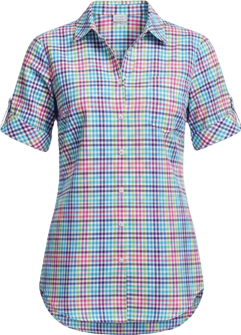 Plus Size Short-Sleeve Button Down Seersucker Shirt