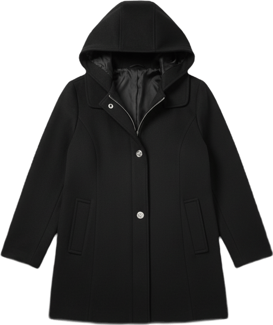 Plus Size Hooded Wool Blend Coat