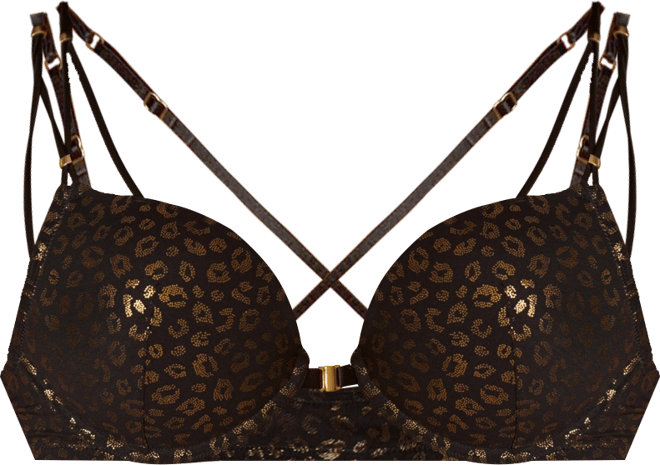 Women's Leopard Cheetah Print Strappy Push Up Bra