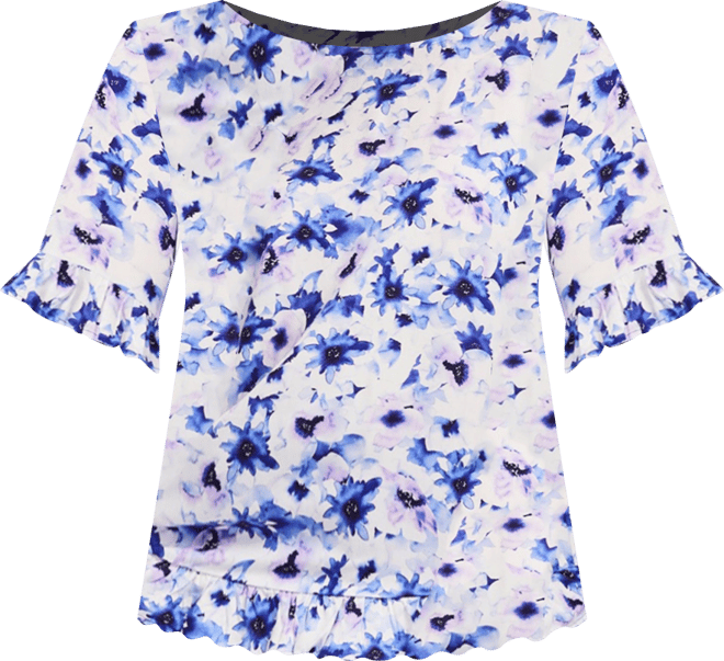 Women's Plus Size Crew Ruffle Hem Top