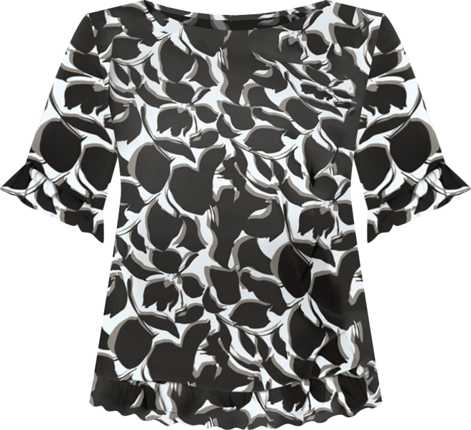 Women's Plus Size Crew Ruffle Hem Top