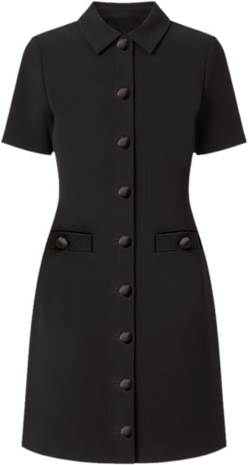 Women's Velvet Button Collar Mini Dress