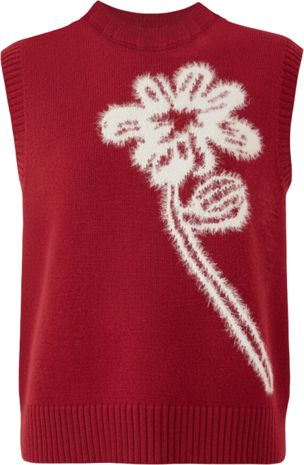 Women's Knitted Flower Sleeveless Sweater Vest