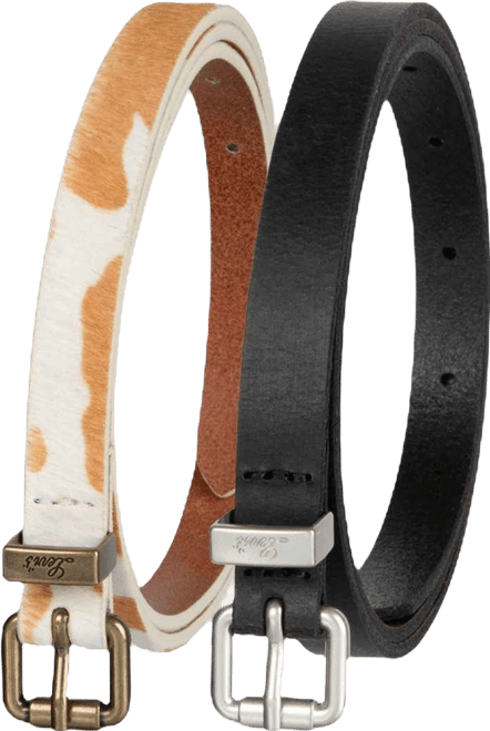 Women's 2-Pack Solid Cow Print Skinny Casual Belt Set
