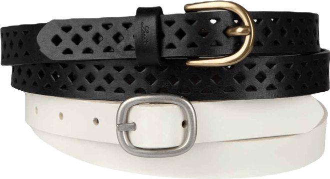 Women's 2-Pack Perforated and Reversible Skinny Casual Belt Set