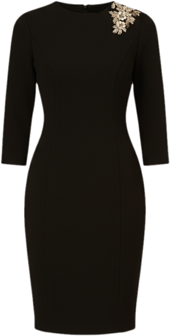 Women's 3D Floral Mock Neck Short Dress