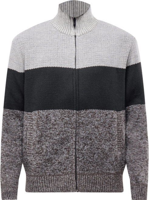 Men's Full Zip Mock Neck Sweater With Fleece Lining